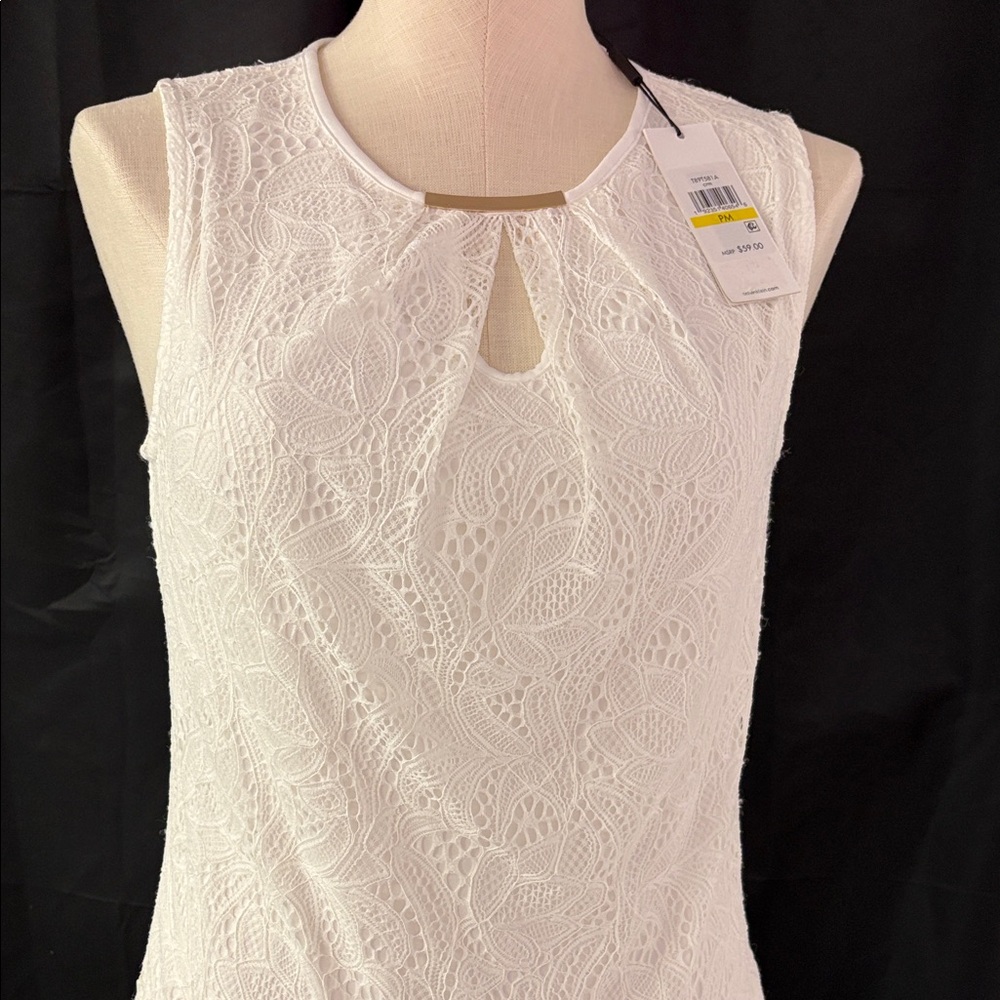 Calvin Klein Collection White Lace Tops Petite Medium